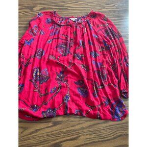 Lucky Brand red blue three quarter sleeved top size XL